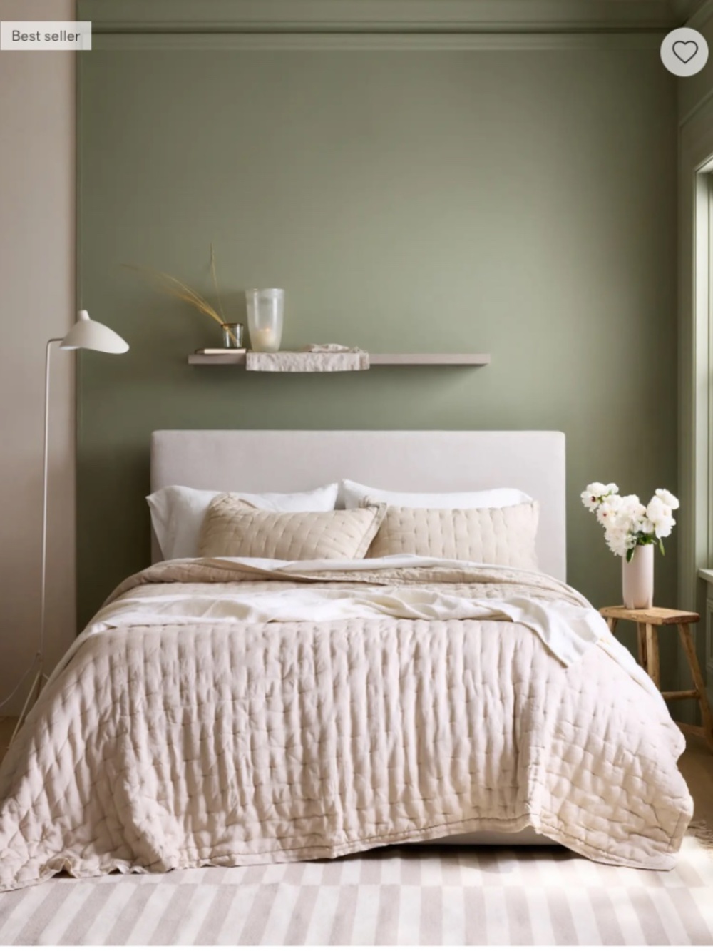 QUINCE European Linen Dream Quilt, blanket. Size Twin, color Sand